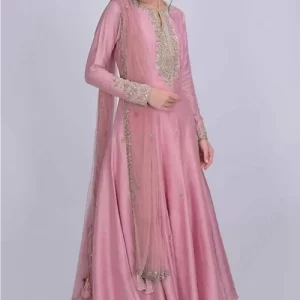 Pale Pink Cotton Silk Palazzo Pant Eid Anarkali Suit